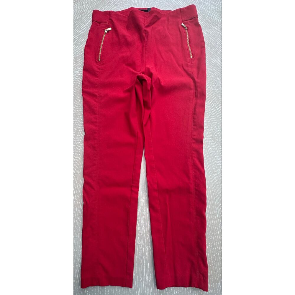 Rafaella Comfort Women's 12 Red Slim Fit Ankle Pants Gold Zipper Pockets